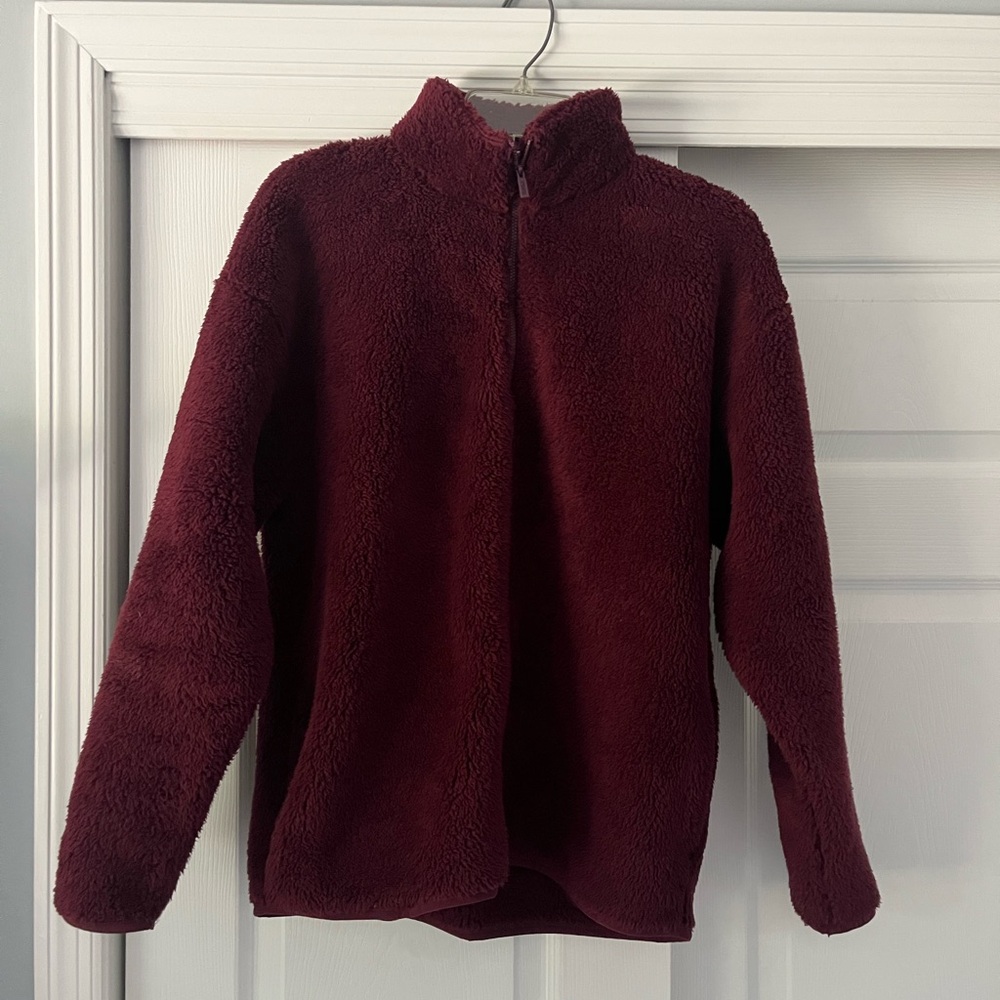 PINK Victoria's Secret Burgundy Sherpa Jacket